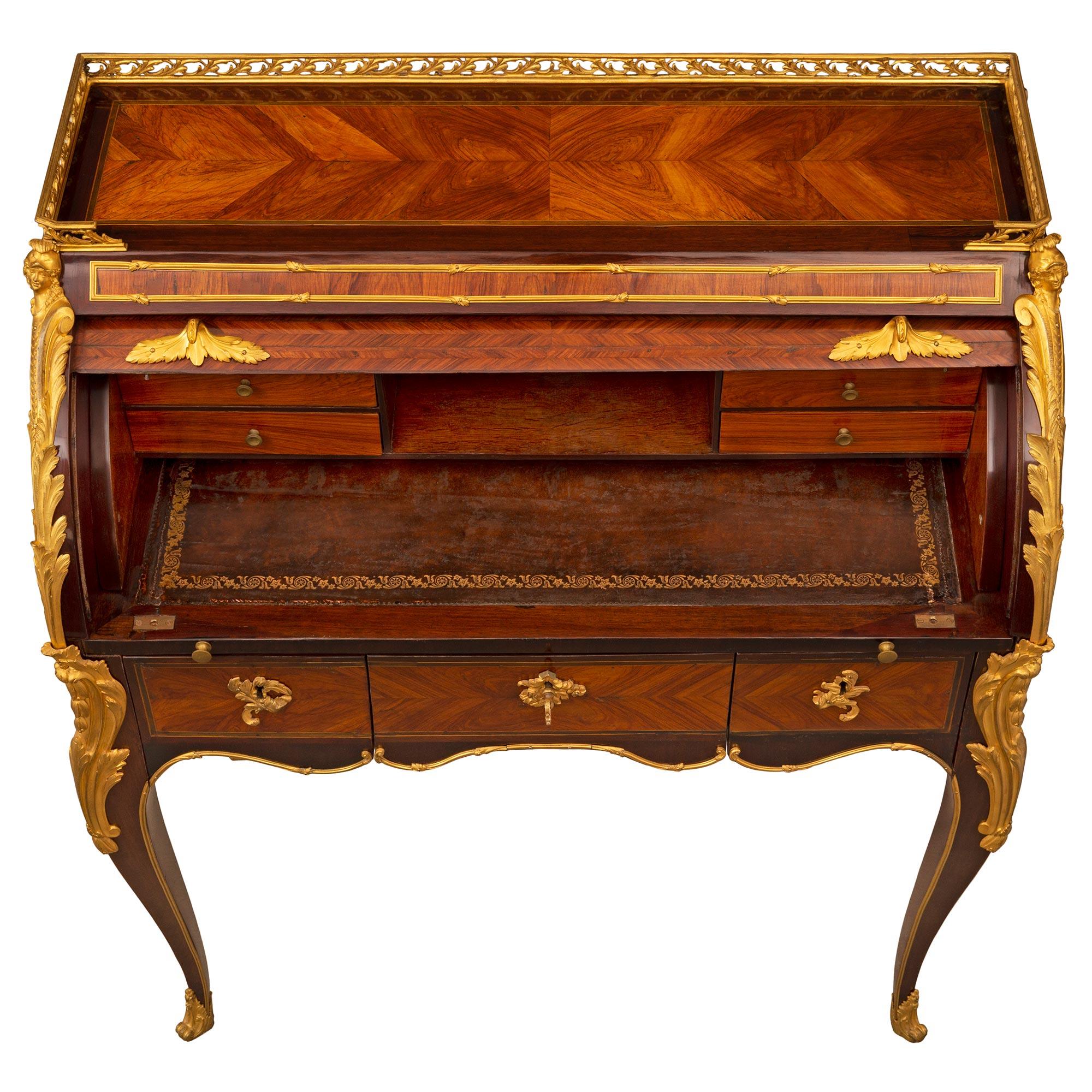 French 18th Century Louis XV Period Kingwood, Tulipwood and Ormolu Desk For Sale 2