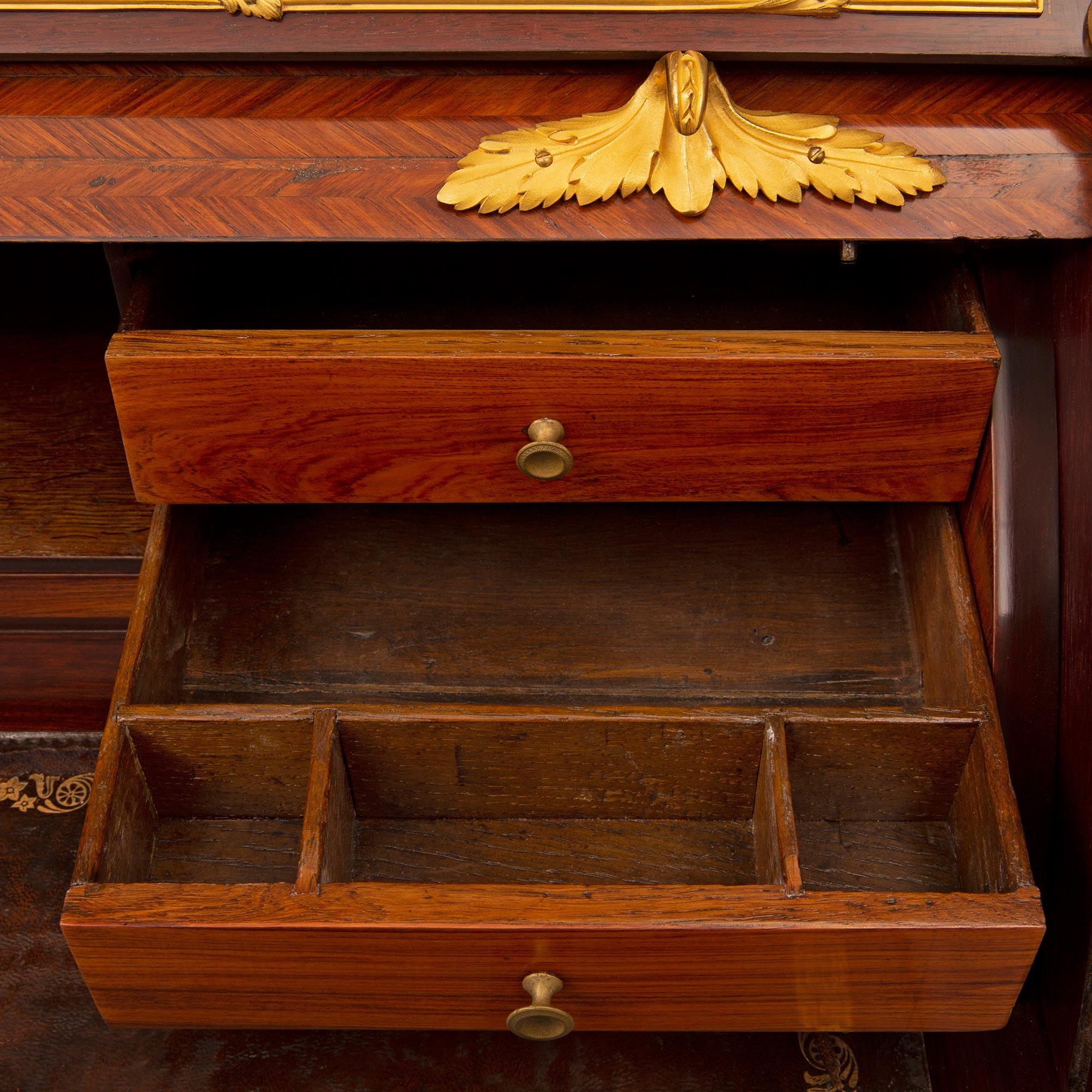 French 18th Century Louis XV Period Kingwood, Tulipwood and Ormolu Desk For Sale 4