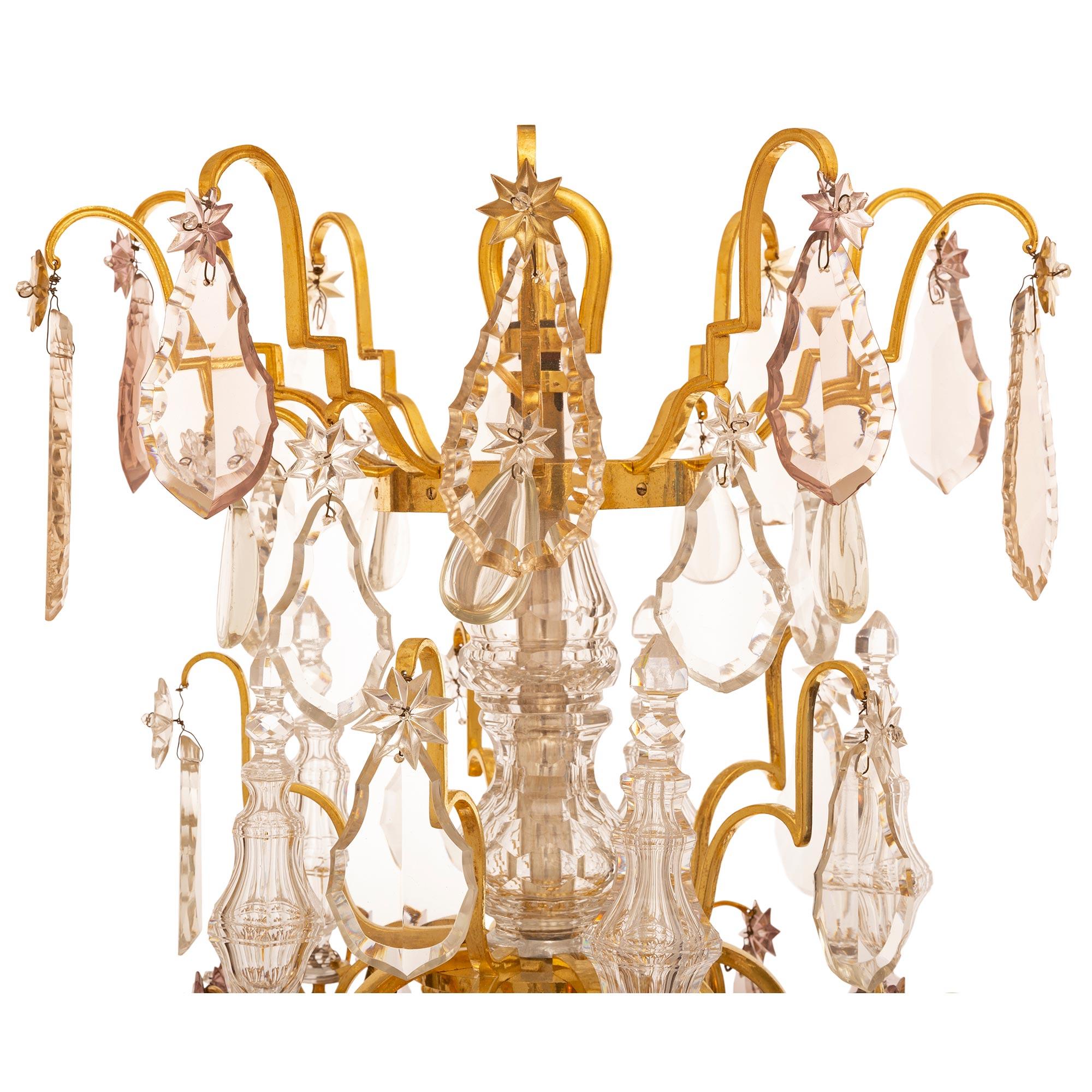 French 18th Century Louis XV Period Ormolu and Crystal Chandelier In Good Condition For Sale In West Palm Beach, FL
