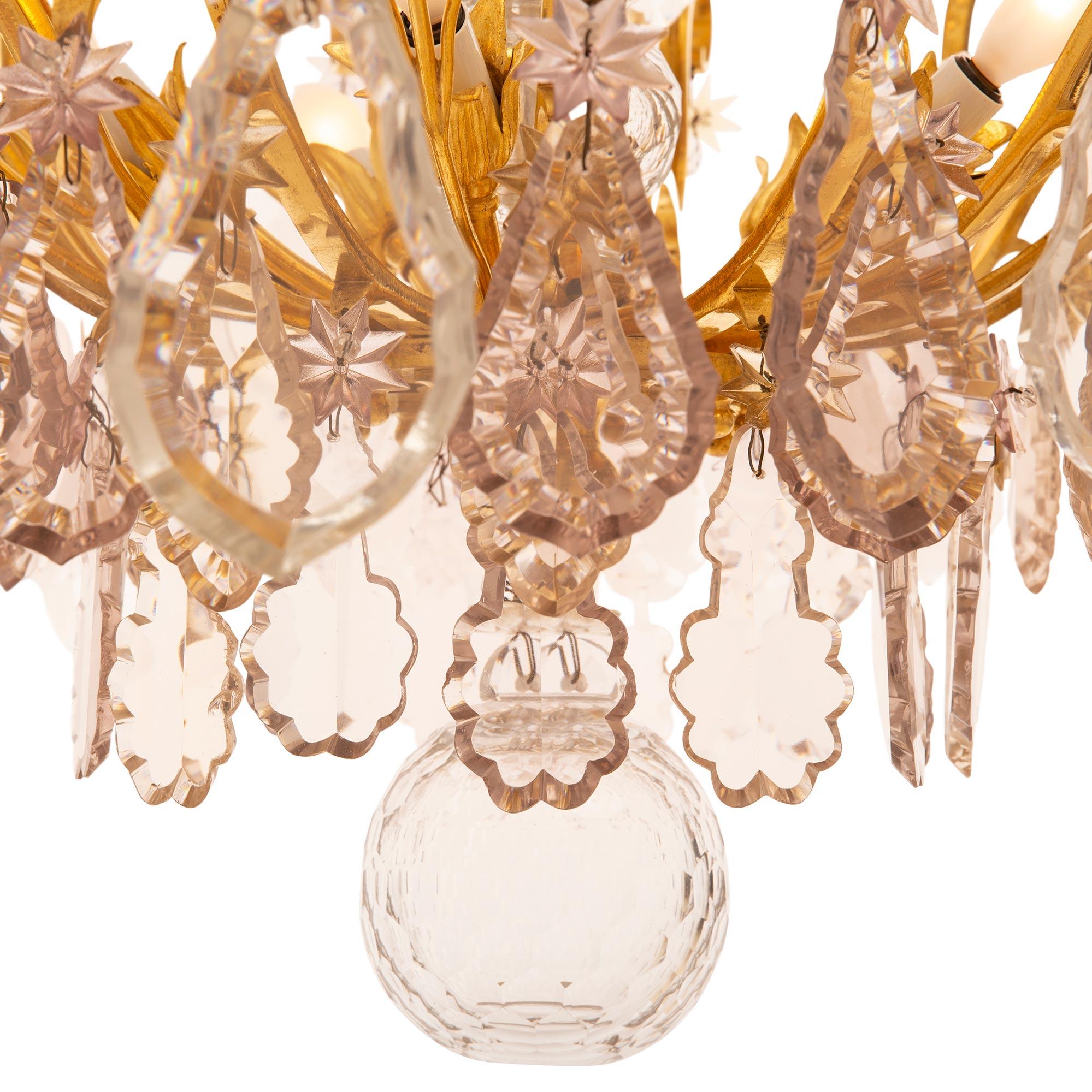 French 18th Century Louis XV Period Ormolu and Crystal Chandelier For Sale 2