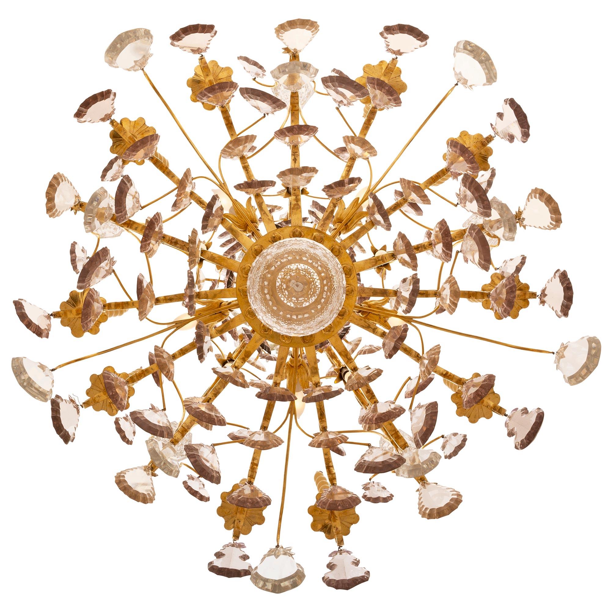 French 18th Century Louis XV Period Ormolu and Crystal Chandelier For Sale 3