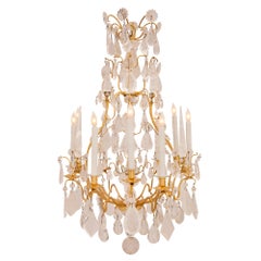 French 18th Century Louis XV Period Ormolu and Rock Crystal Chandelier