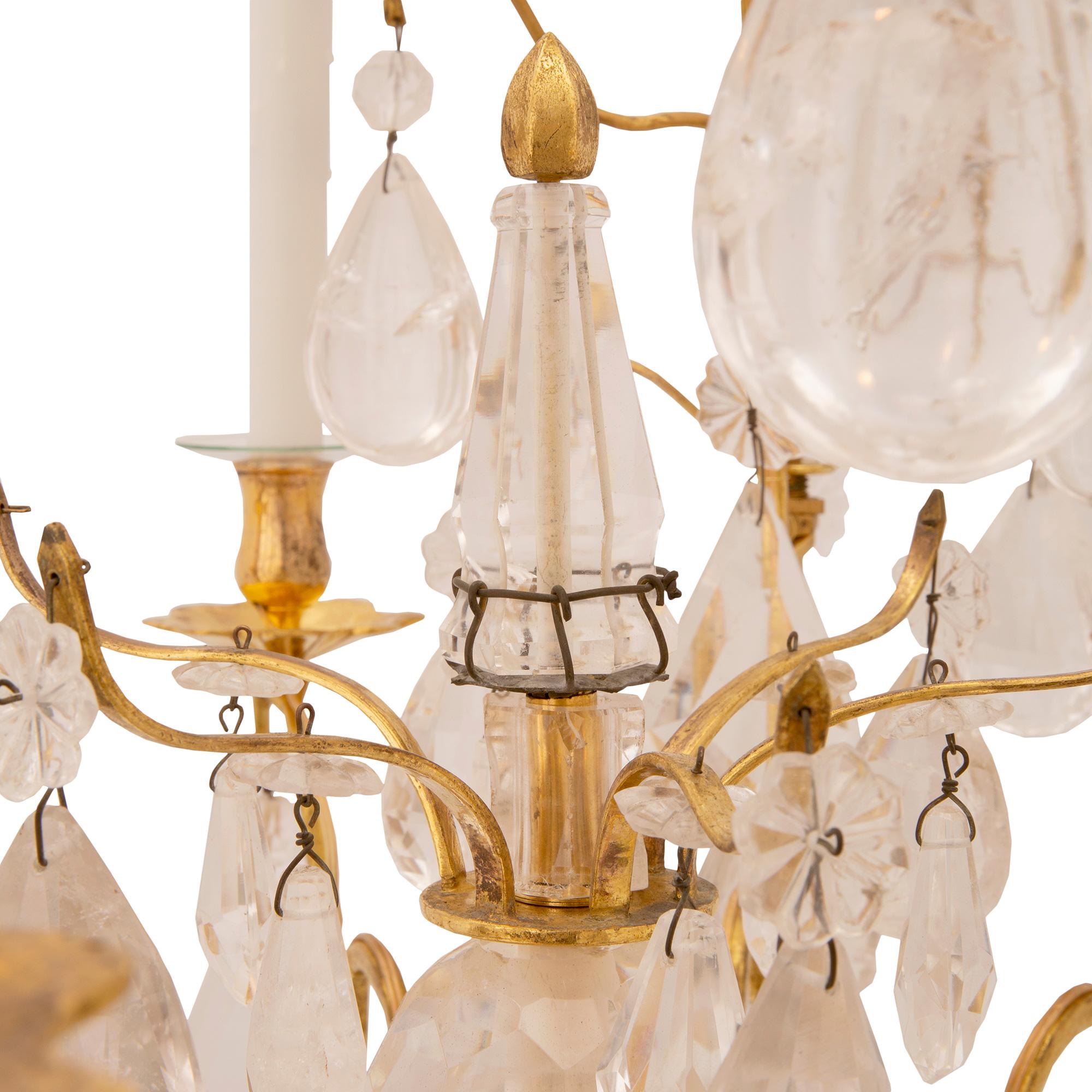 18th Century and Earlier French 18th Century Louis XV Period Ormolu and Rock Crystal Chandelier