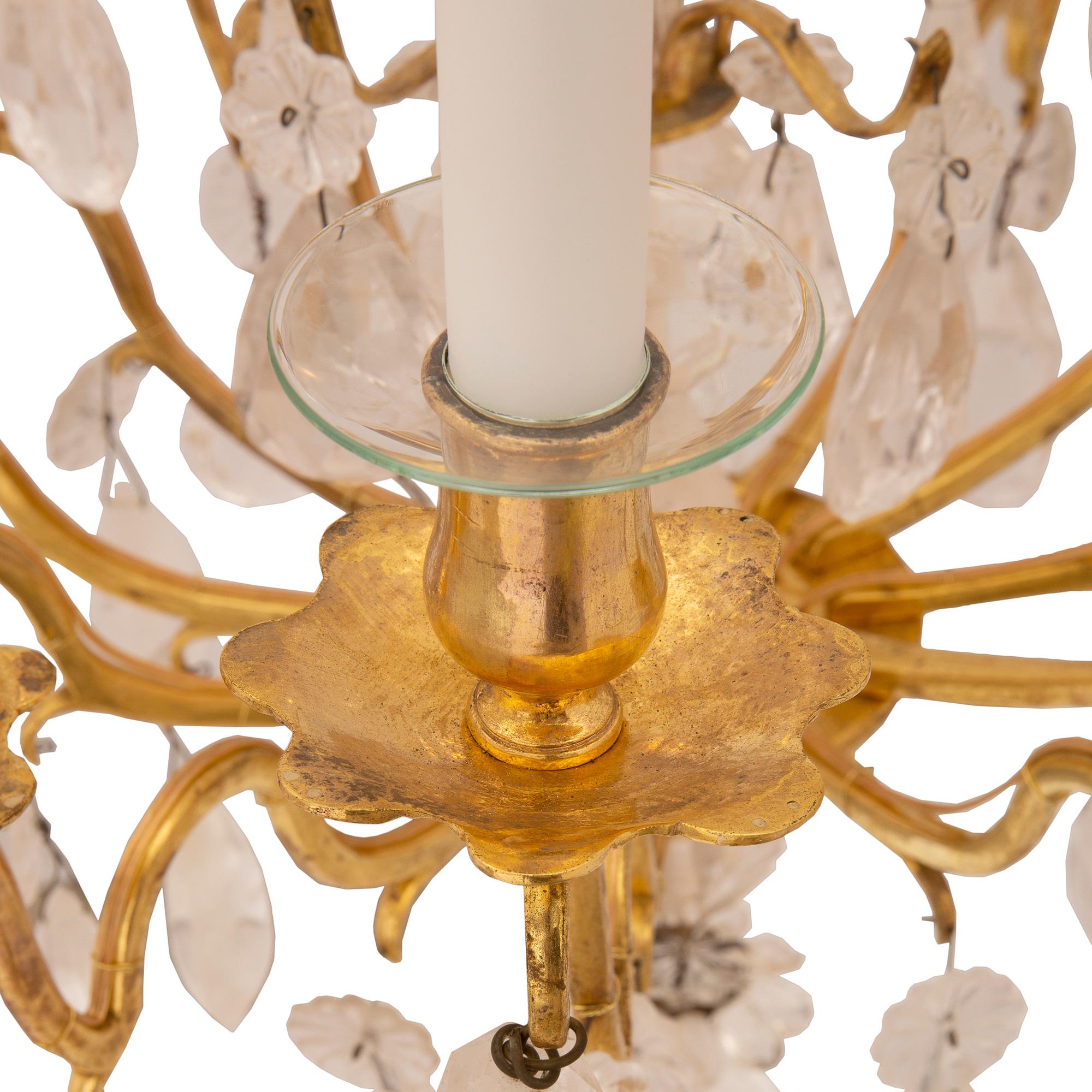 French 18th Century Louis XV Period Ormolu and Rock Crystal Chandelier 1