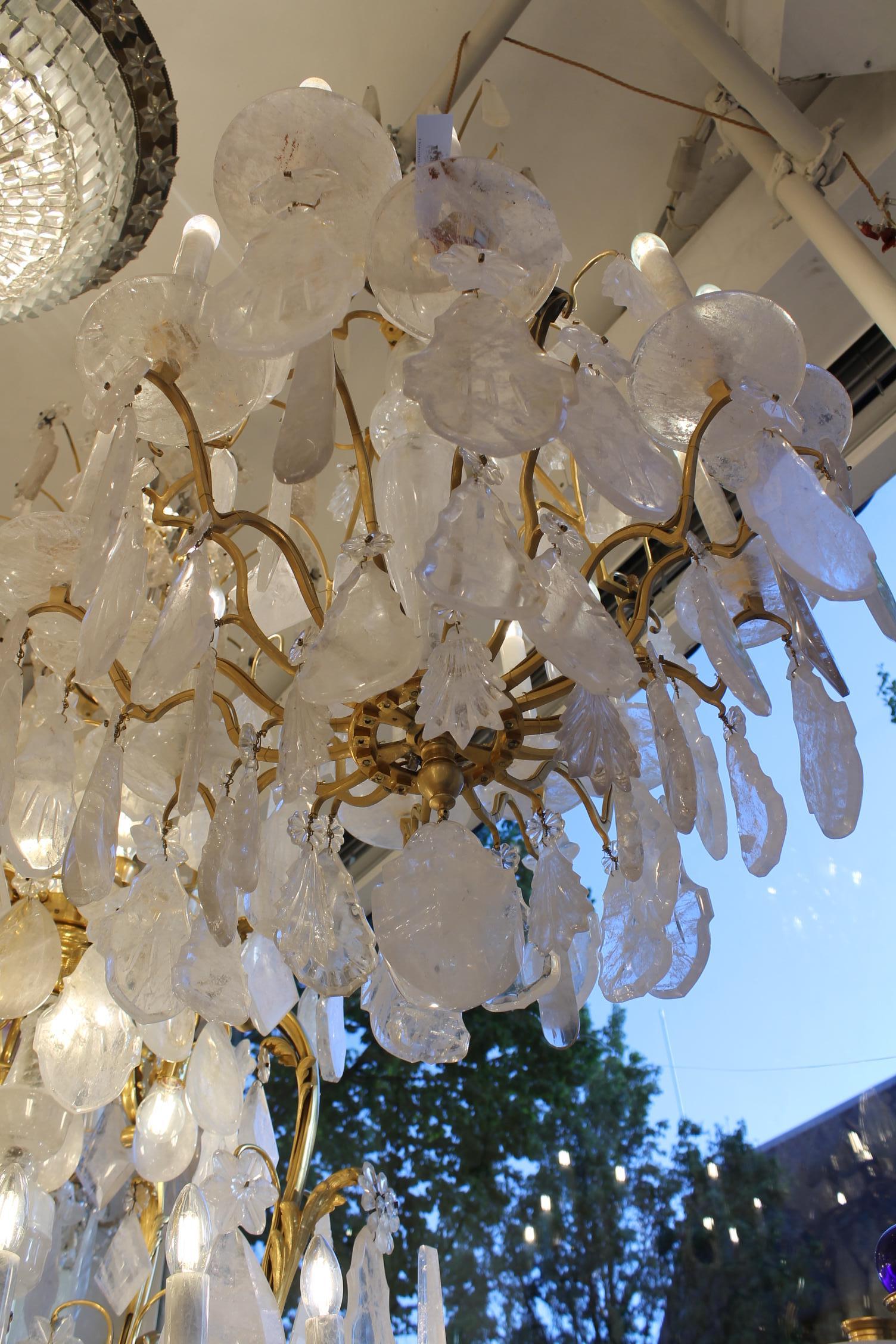 French 18th Century Louis XV Period Ormolu and pair Rock Crystal Chandeliers For Sale 5