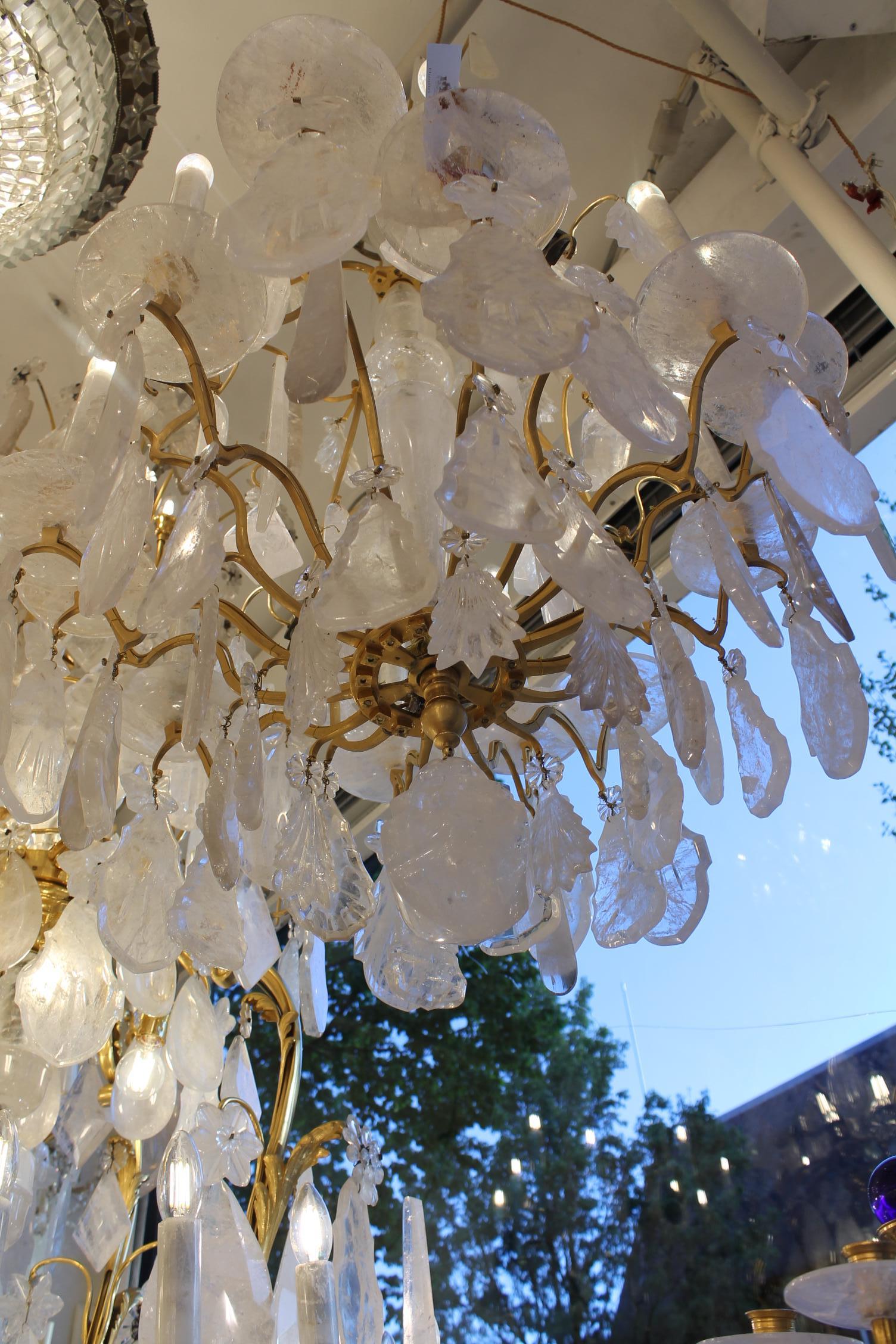 French 18th Century Louis XV Period Ormolu and pair Rock Crystal Chandeliers For Sale 2