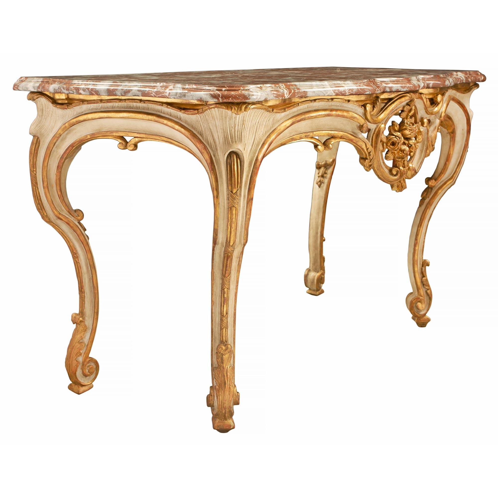  French 18th Century Louis XV Period Patinated, Gilt and Marble Console In Good Condition In West Palm Beach, FL