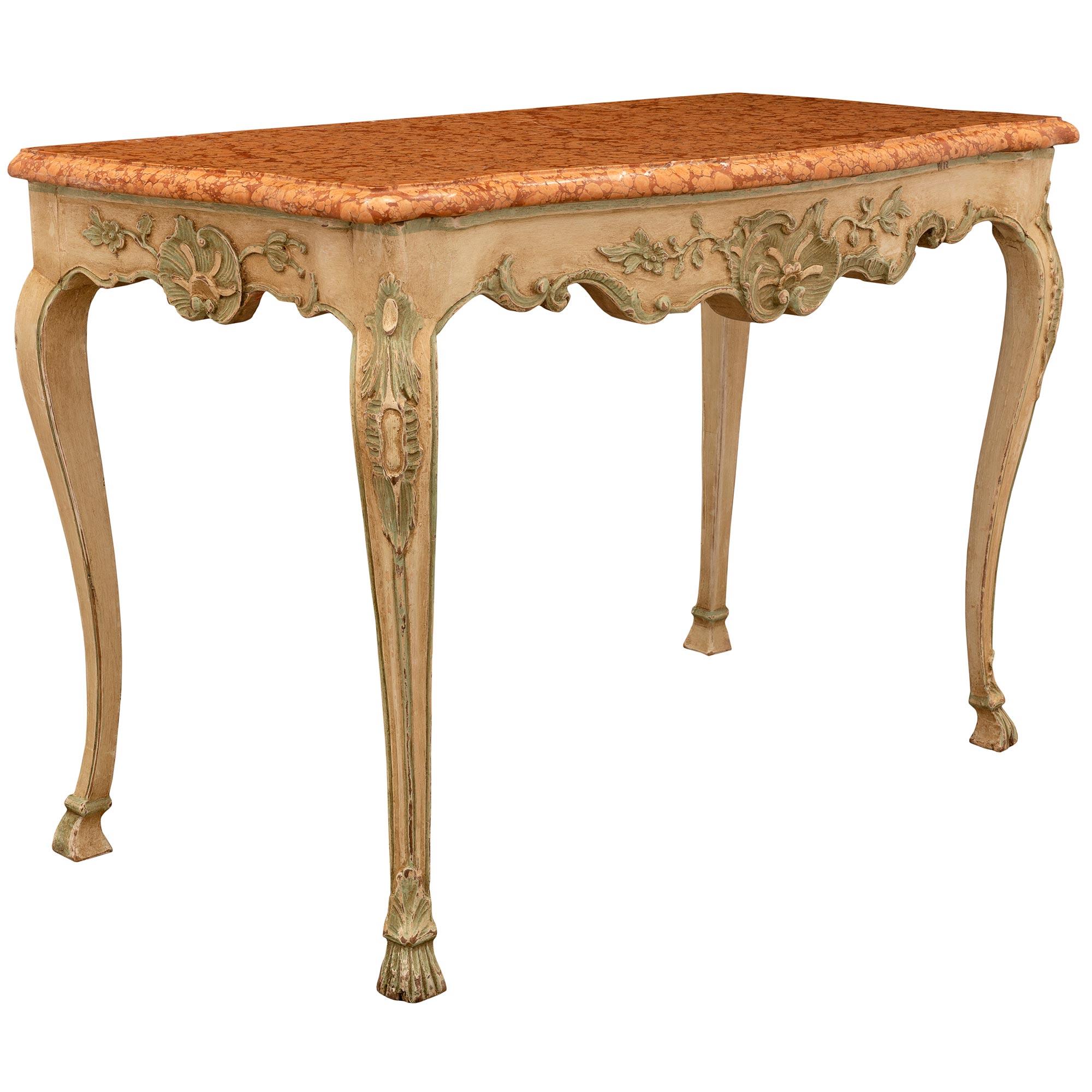 French 18th Century Louis XV Period Patinated Wood and Marble Console In Good Condition For Sale In West Palm Beach, FL