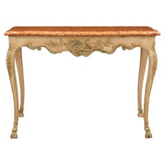 French 18th Century Louis XV Period Patinated Wood and Marble Console