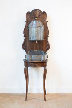 French 18th Century Louis XV Period Pewter Lavabo Mounted on Walnut Stand
