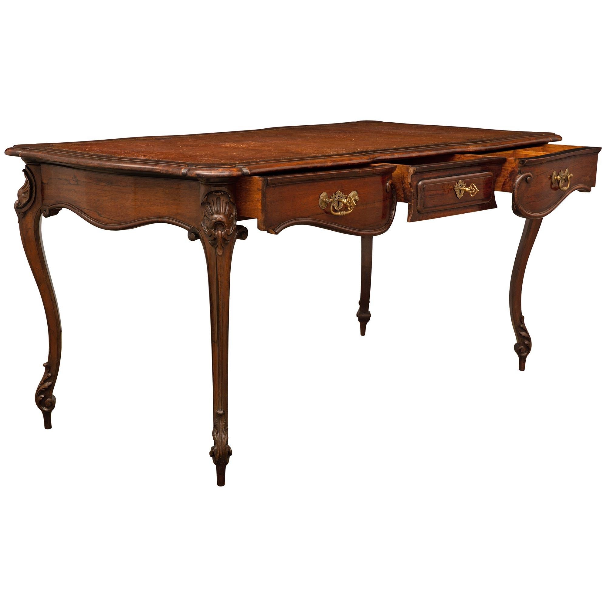 18th Century and Earlier French 18th Century Louis XV Period Rosewood And Bronze Desk For Sale