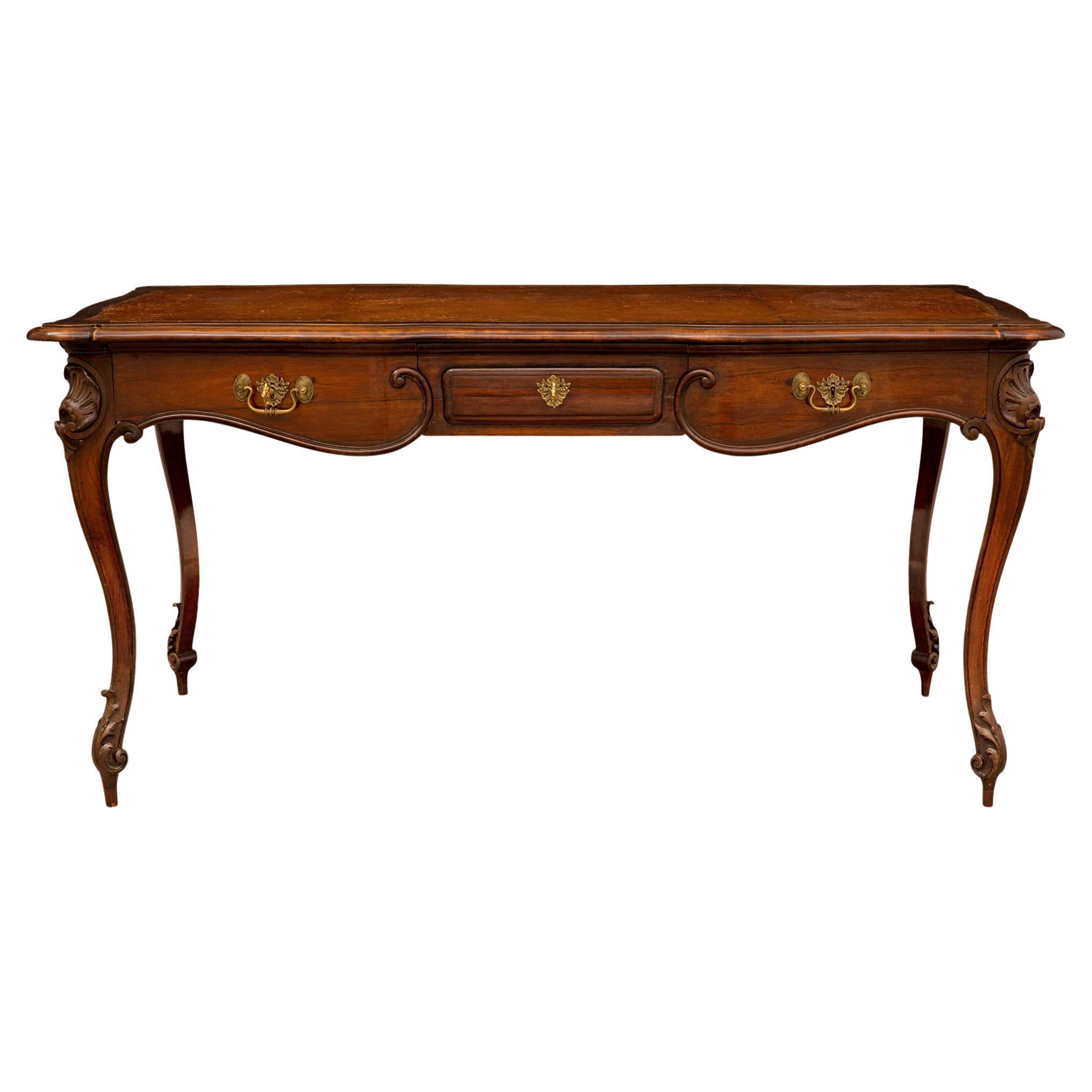 French 18th Century Louis XV Period Rosewood And Bronze Desk For Sale