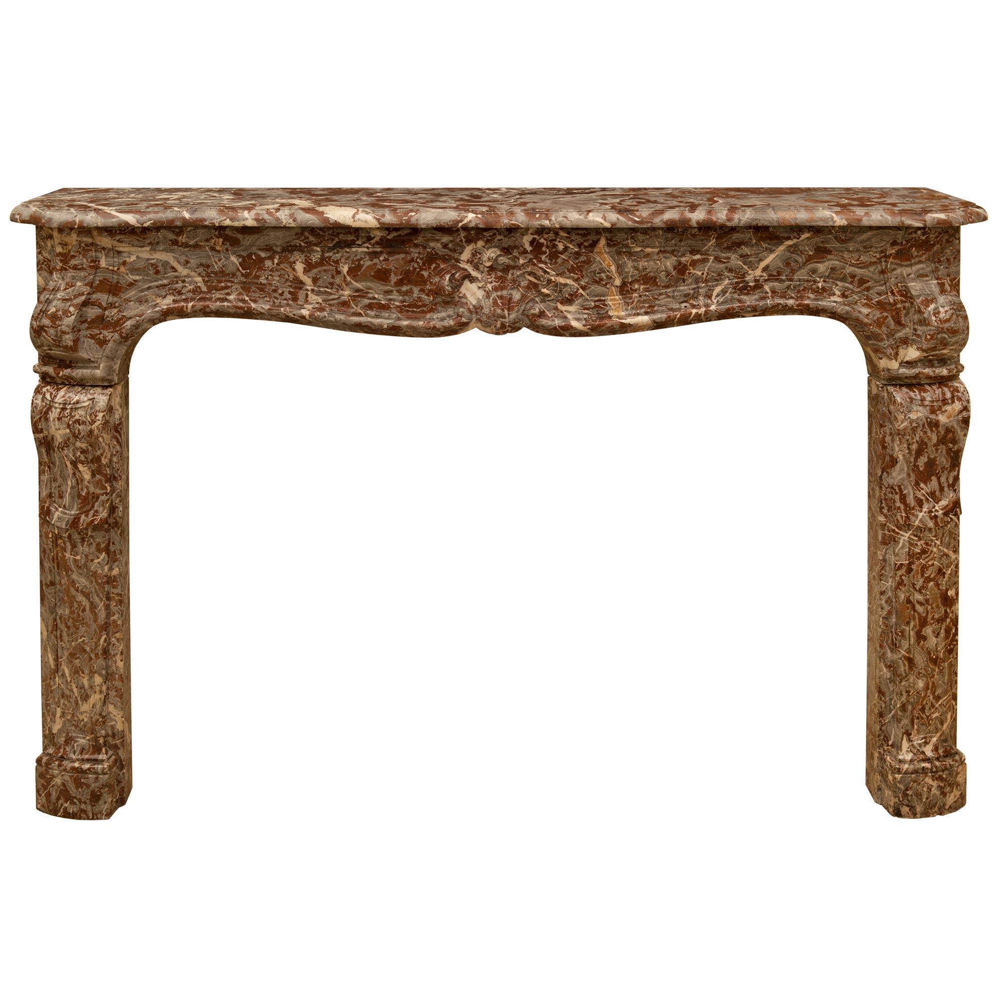 French 18th Century Louis XV Period Rouge Royal Marble Mantel For Sale