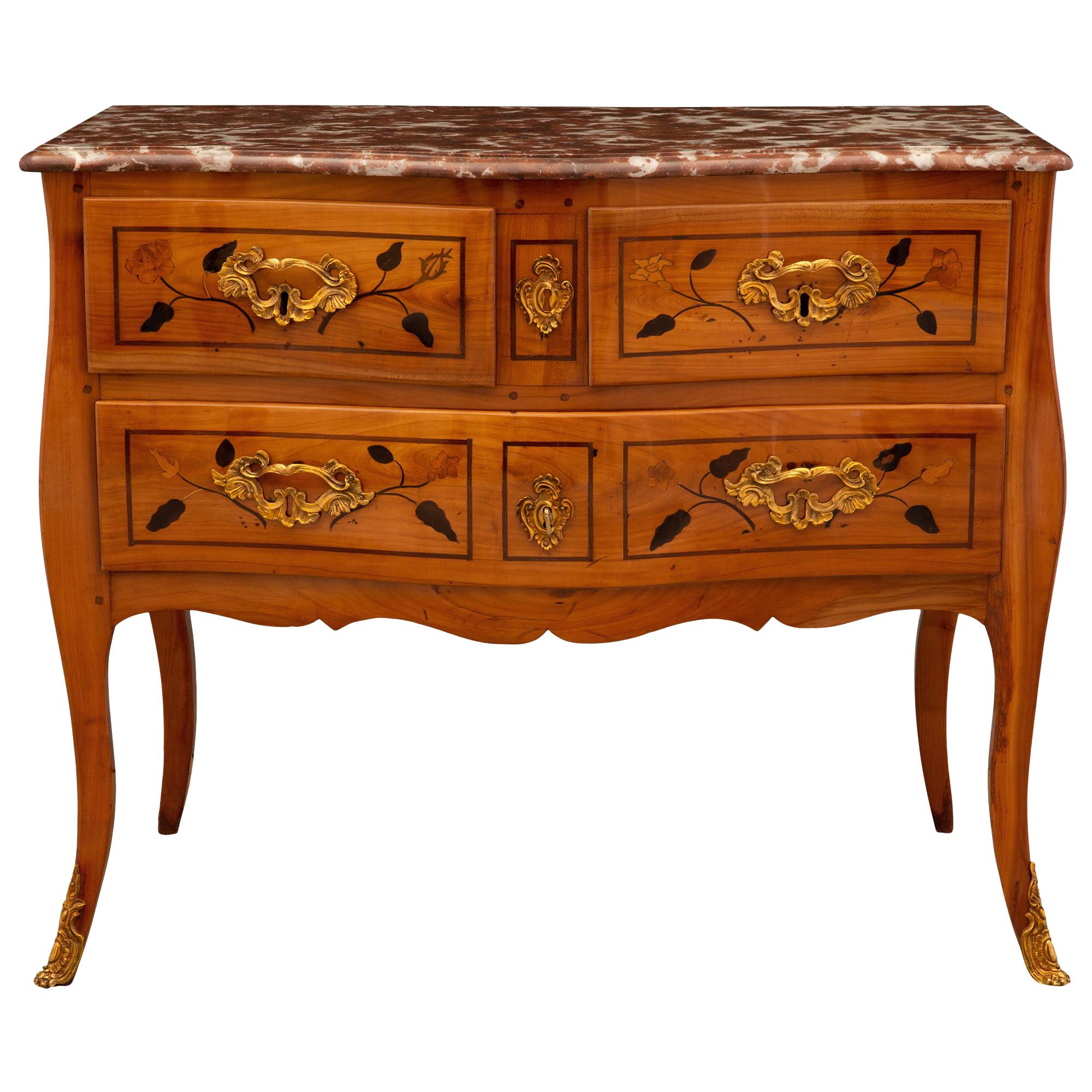 French 18th Century Louis XV Period Three-Drawer Bombee Shaped Commode For Sale