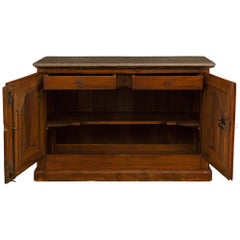 French 18th Century Louis XV Period Walnut And Marble Buffet, From Lyons