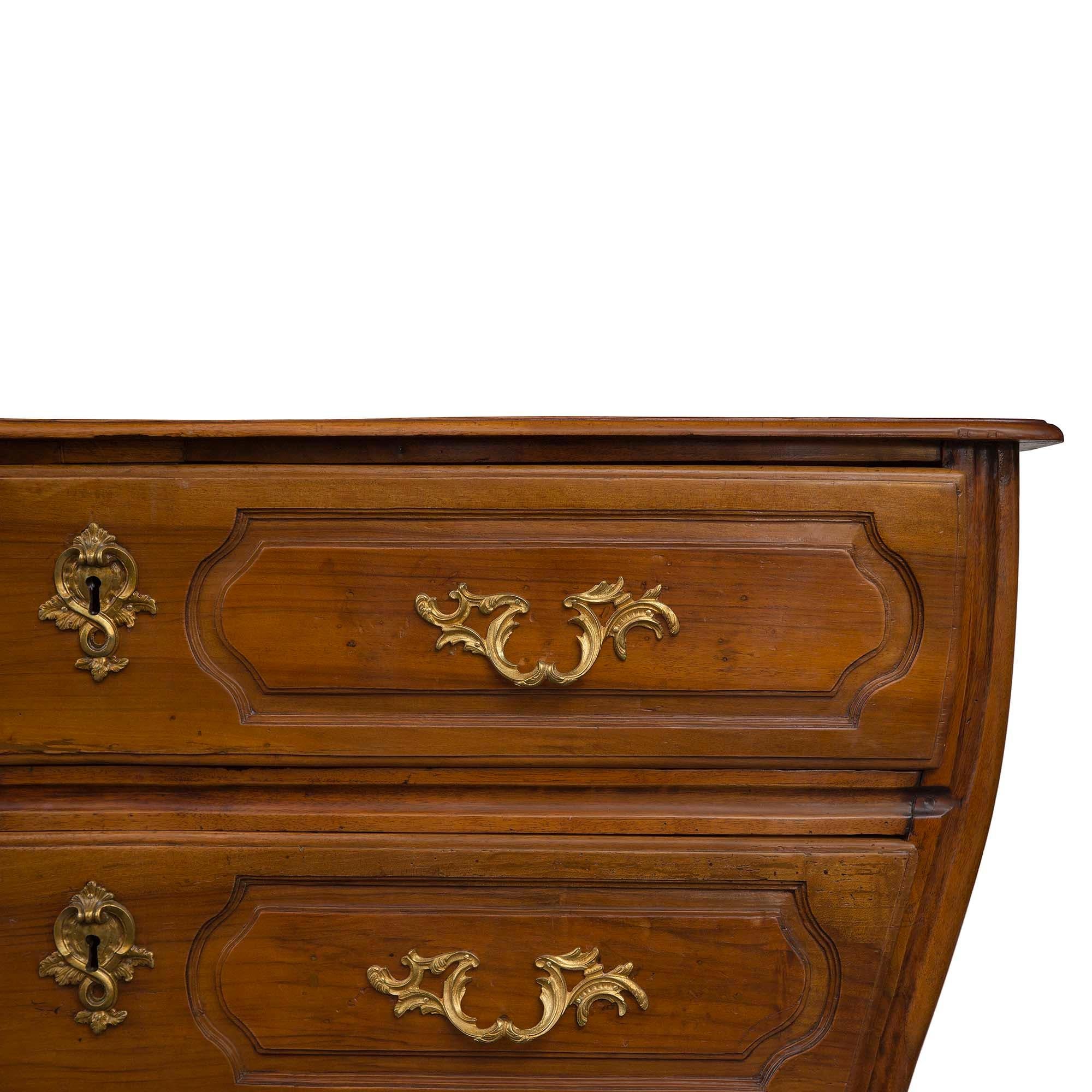 18th Century and Earlier French 18th Century Louis XV Period Walnut and Ormolu Three-Drawer Commode For Sale