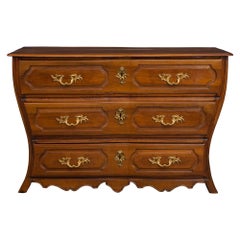 Antique French 18th Century Louis XV Period Walnut and Ormolu Three-Drawer Commode