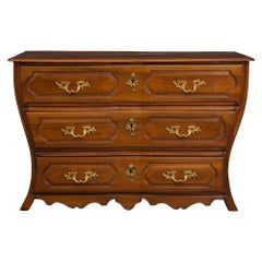 French 18th Century Louis XV Period Walnut and Ormolu Three-Drawer Commode