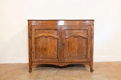 French 18th Century Louis XV Period Walnut Buffet with Carved Scrolling Motifs