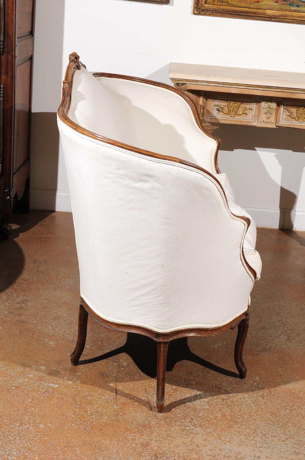 Upholstery French 18th Century Louis XV Period Walnut Canapé from Lyon with Wraparound Back