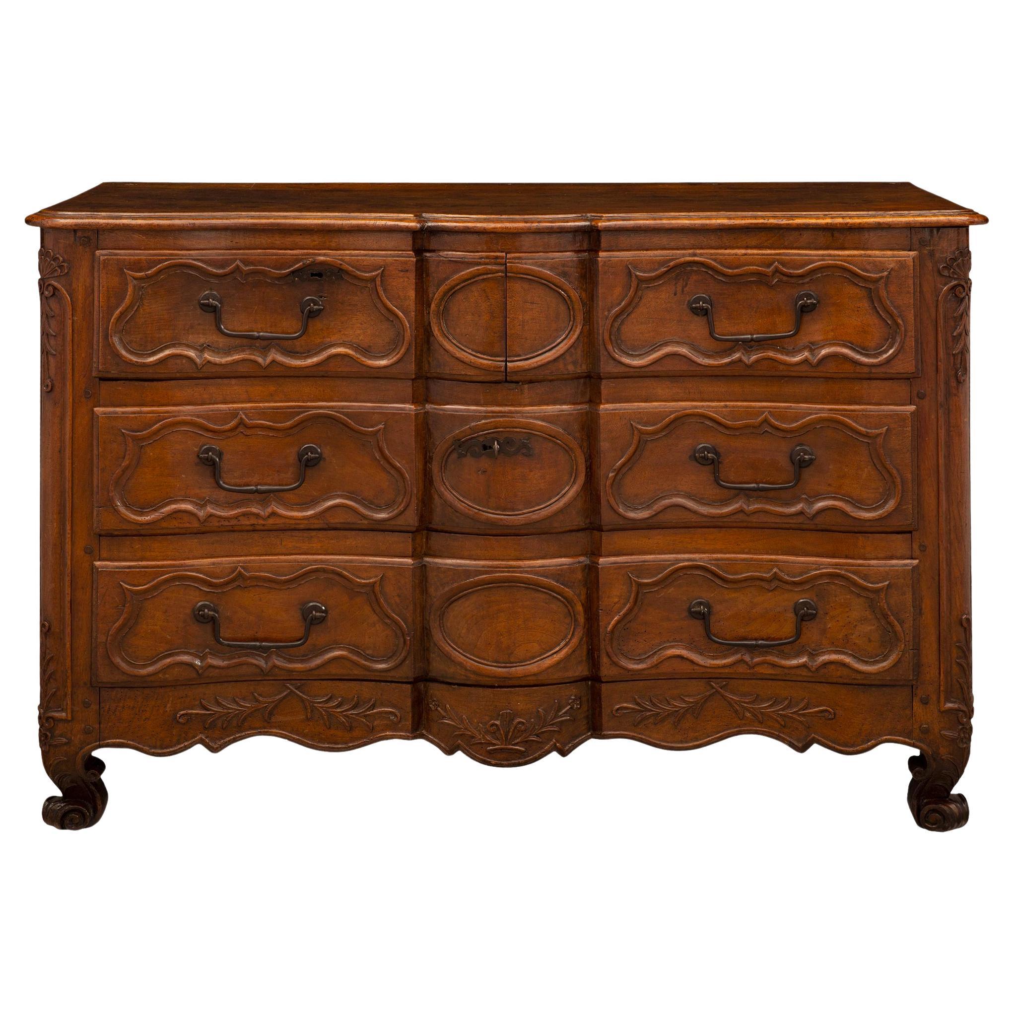 French 18th Century Louis XV Period Walnut Chest For Sale