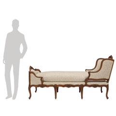 French 18th Century Louis XV Period Walnut Récamier Chaise Lounge