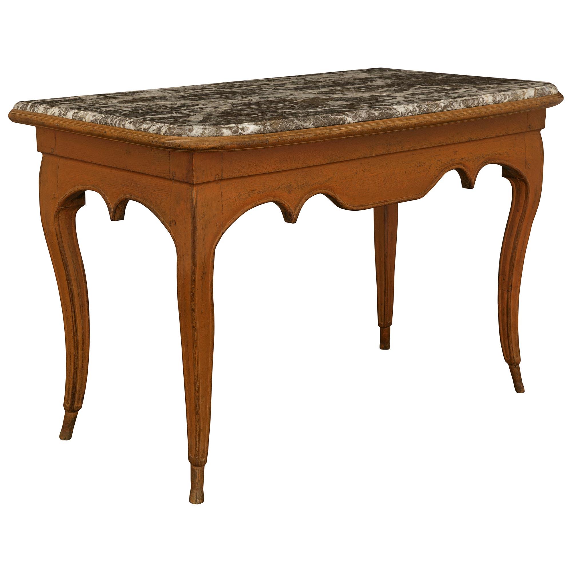 Consola francesa de época Luis XV del siglo XVIII de madera y mármol Gris St. Francés en venta