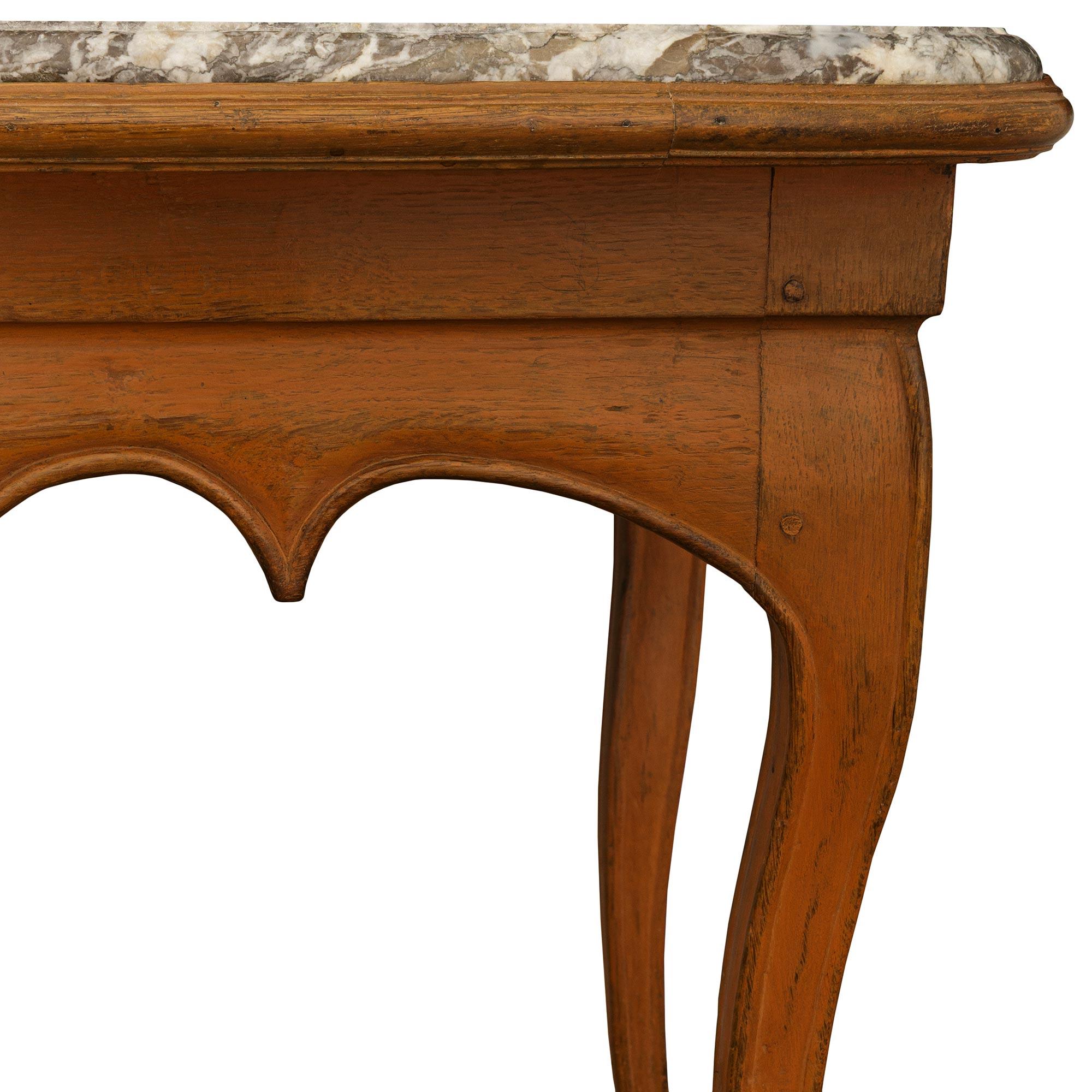 Consola francesa de época Luis XV del siglo XVIII de madera y mármol Gris St. en venta 1