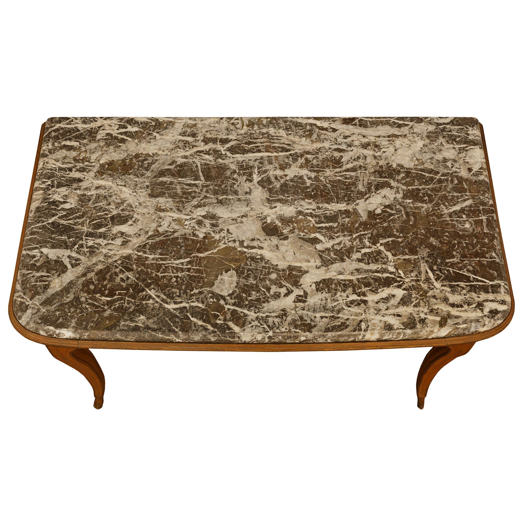 Consola francesa de época Luis XV del siglo XVIII de madera y mármol Gris St. en venta 2