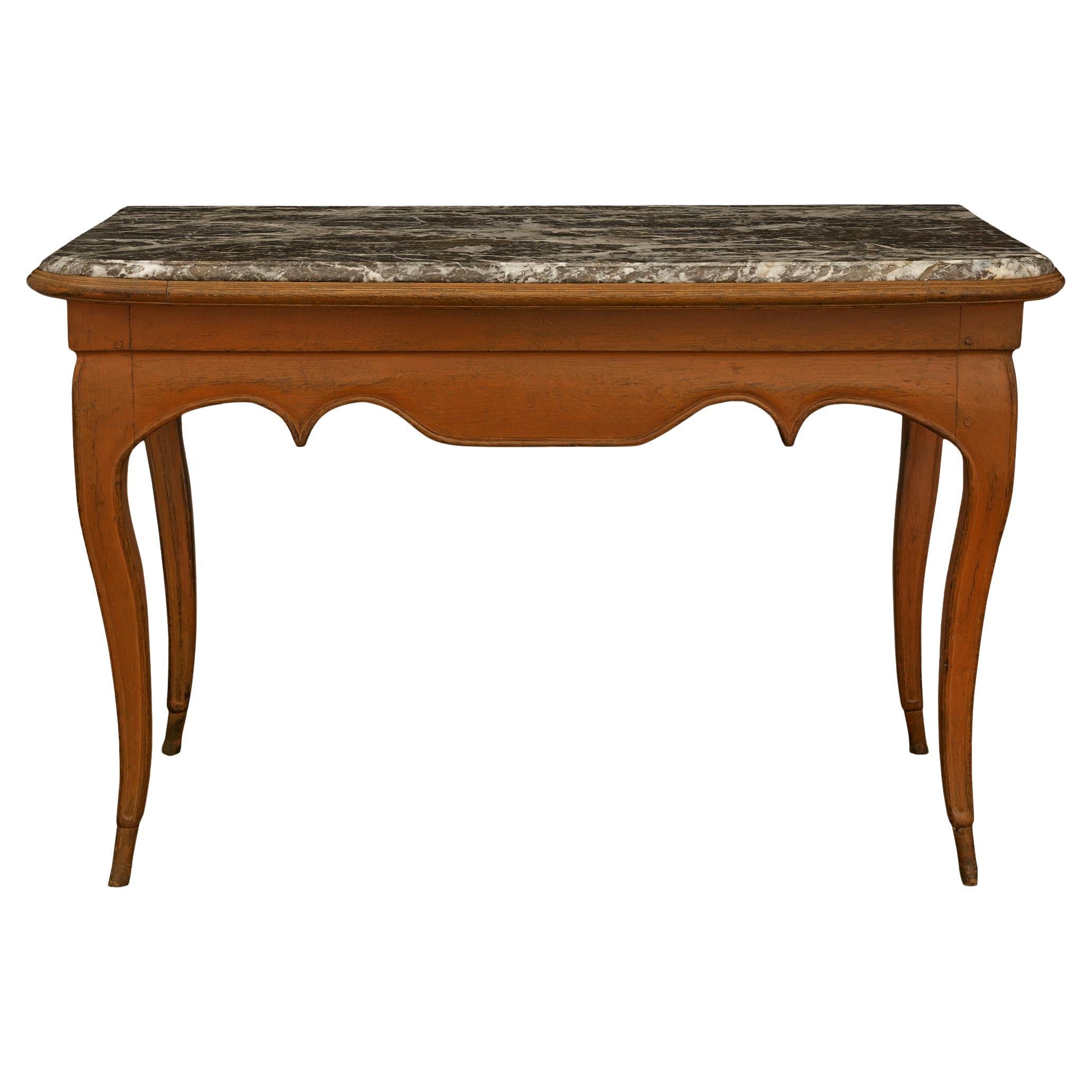 Console en bois et marbre gris St. Anne d
époque Louis XV du XVIIIe siècle