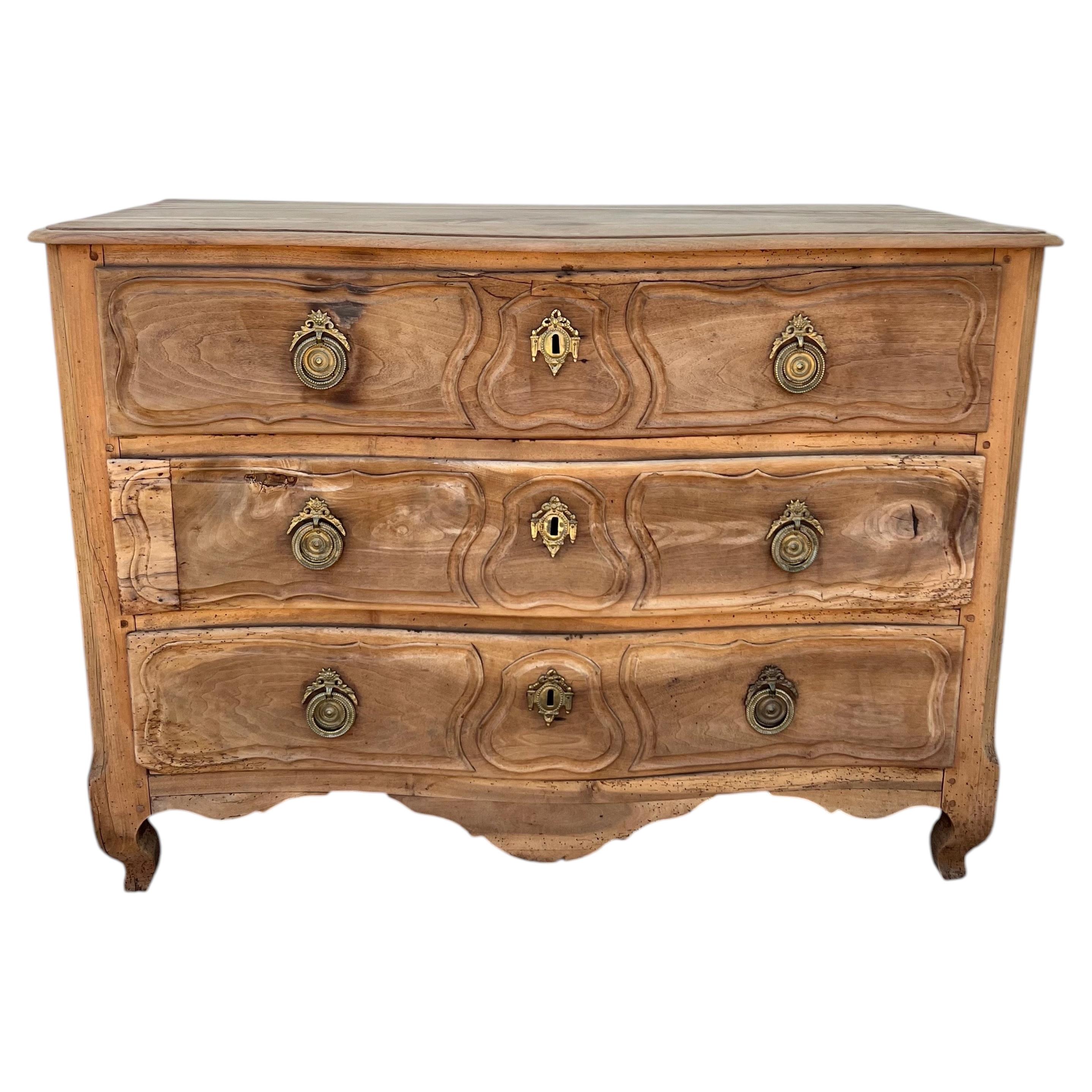 French 18th Century Louis XV Provincial Bleached Walnut Chest of Drawers