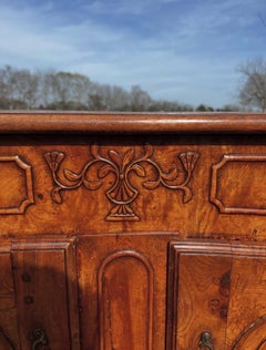 French 18th Century Louis XV Provincial Solid Burl Walnut Two Door Buffet