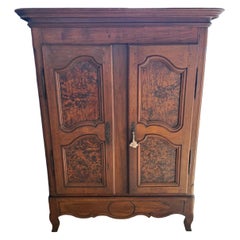 French 18th Century Louis XV Solid Burl Walnut Armoires