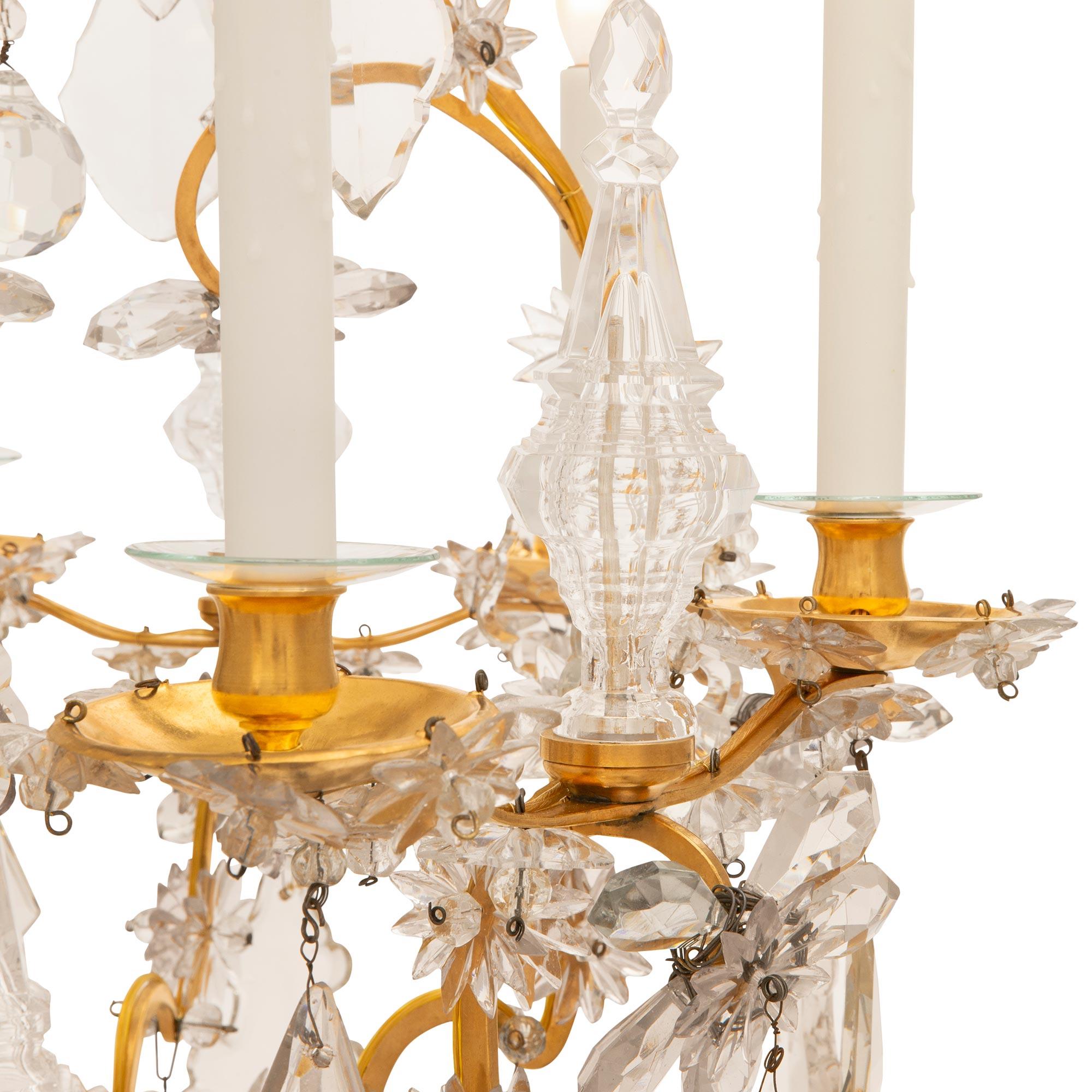 French 18th Century Louis XV St. Ormolu And Baccarat Crystal Chandelier For Sale 3