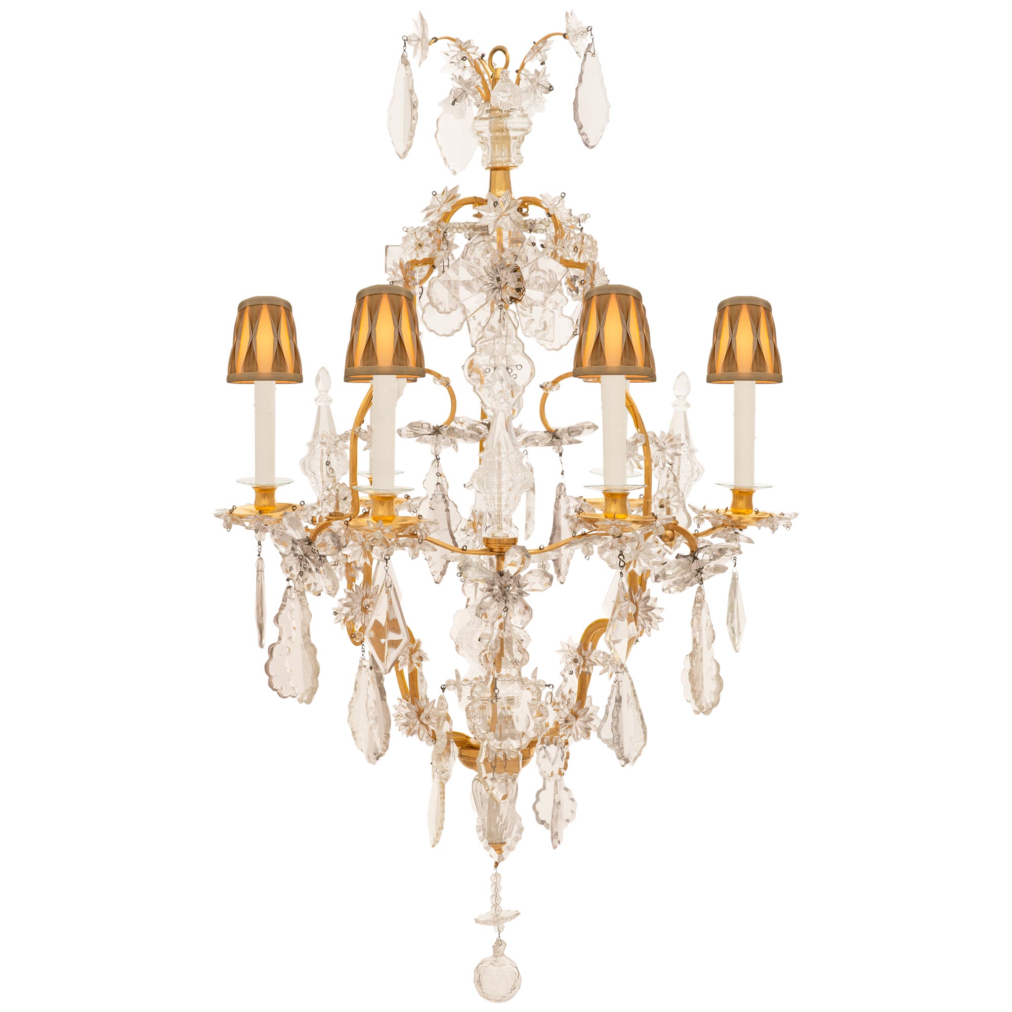 French 18th Century Louis XV St. Ormolu And Baccarat Crystal Chandelier For Sale