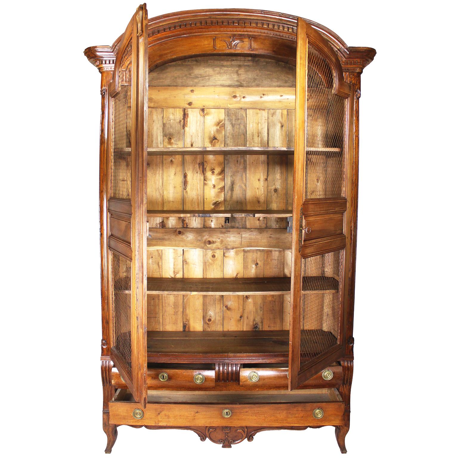 Carved French 18th Century Louis XV Style Provincial - Country French Armoire Bookcase For Sale