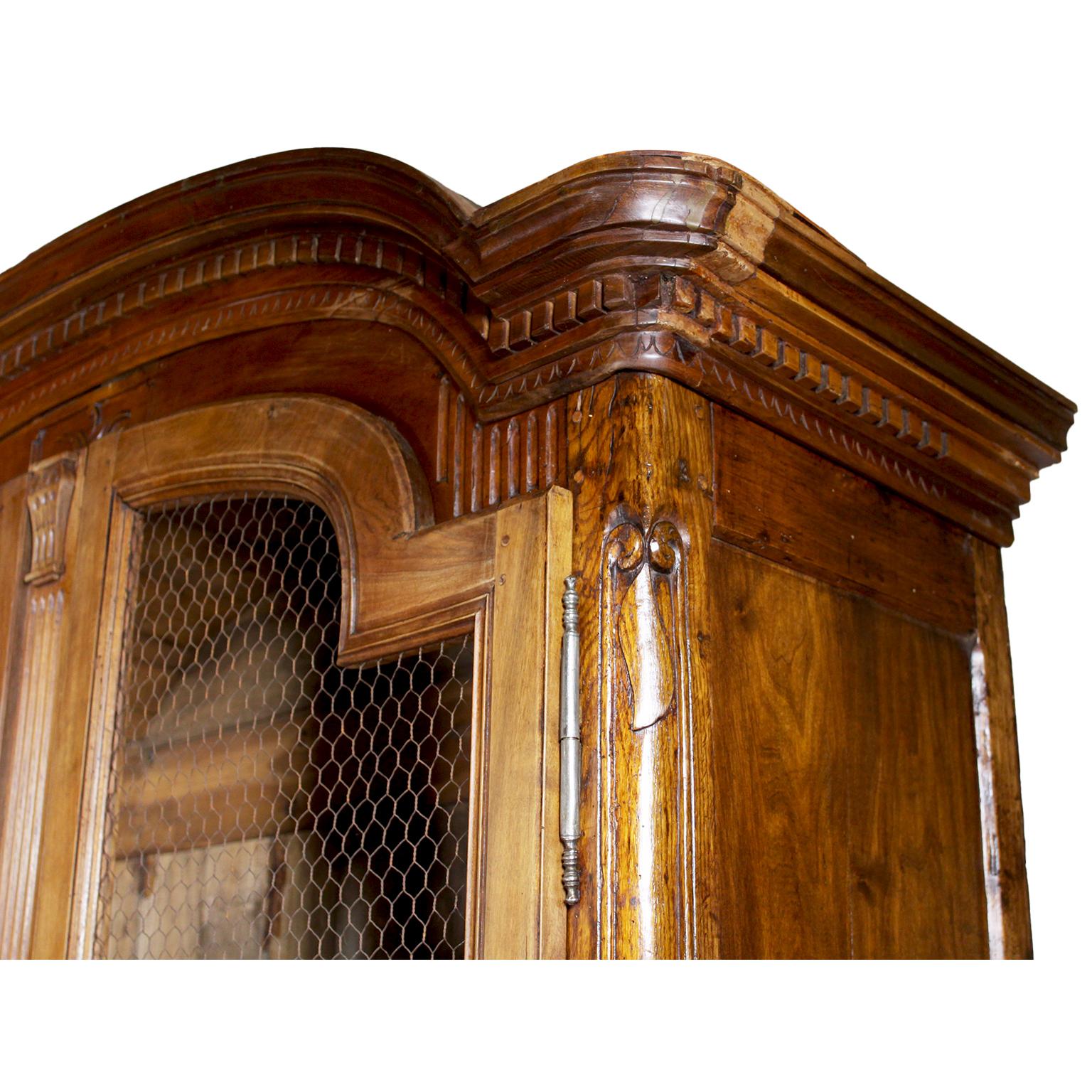 Brass French 18th Century Louis XV Style Provincial - Country French Armoire Bookcase For Sale