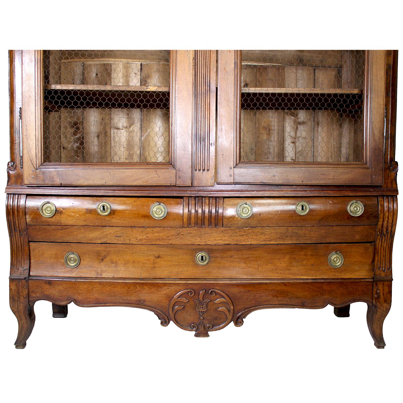 French 18th Century Louis XV Style Provincial - Country French Armoire Bookcase For Sale 2