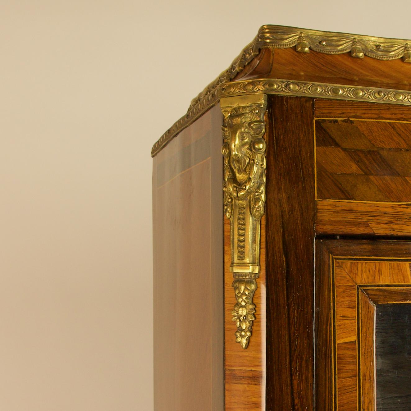 Glass French 18th Century Louis XV Transition Period Cube Marquetry Vitrine or Library For Sale