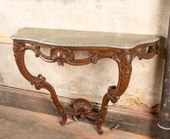 French 18th Century Louis XV Walnut and Marble Top Console