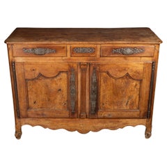 French 18th century Louis XV walnut buffet with elaborate escutcheons