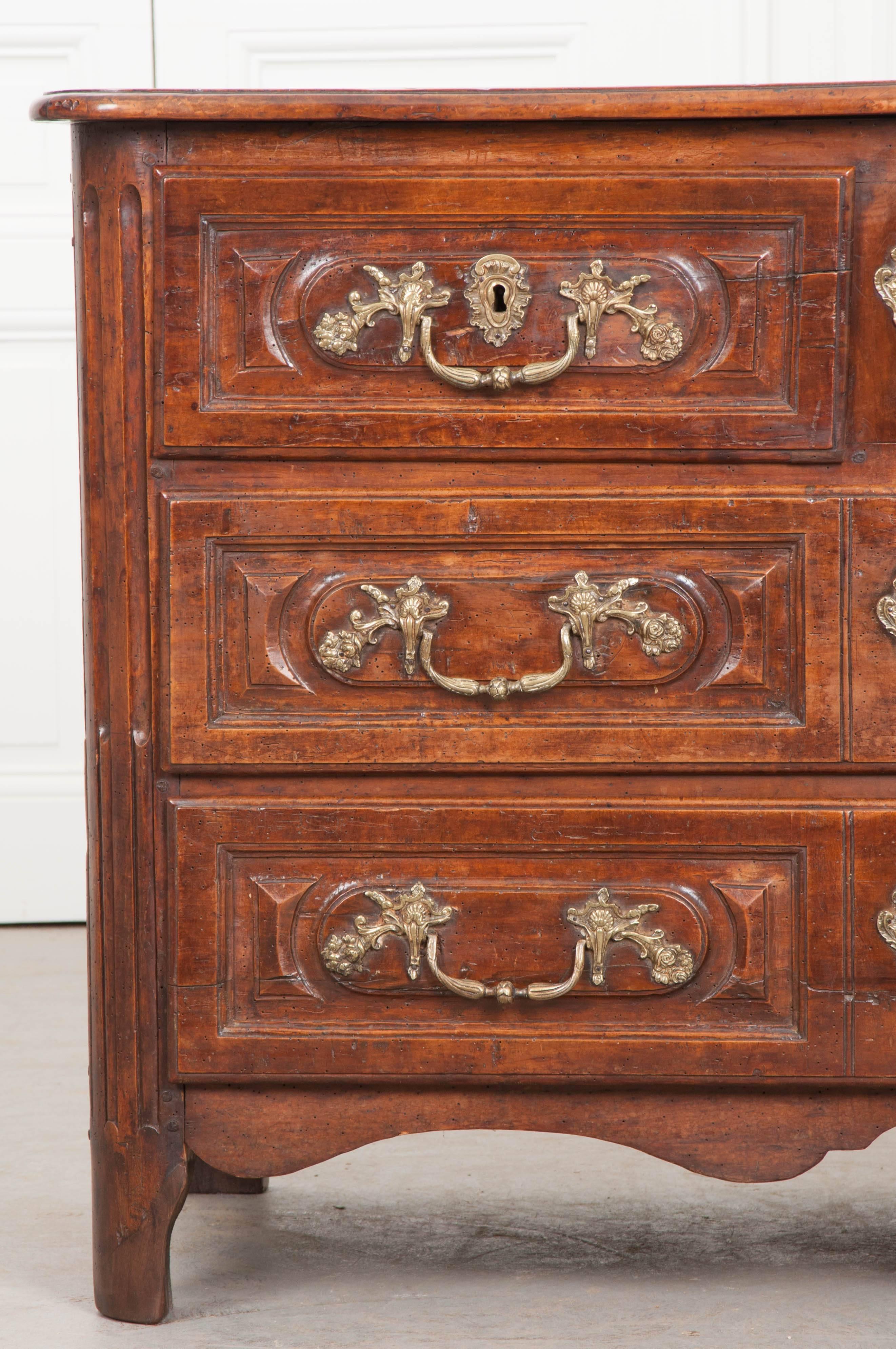 Hand-Carved French 18th Century Louis XV Walnut Commode