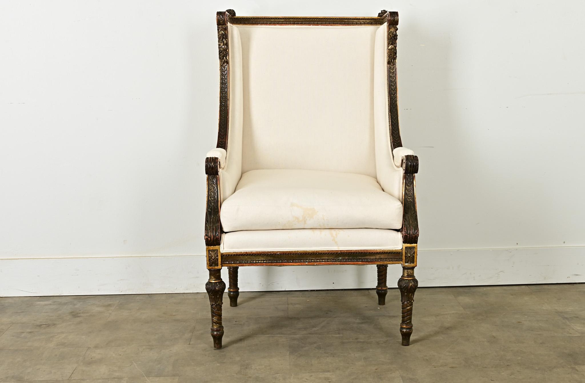 Bergère francesa tallada Luis XVI del siglo XVIII Francés en venta