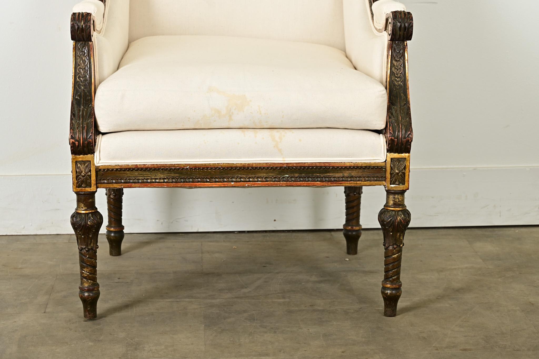 Bergère francesa tallada Luis XVI del siglo XVIII Tallado en venta