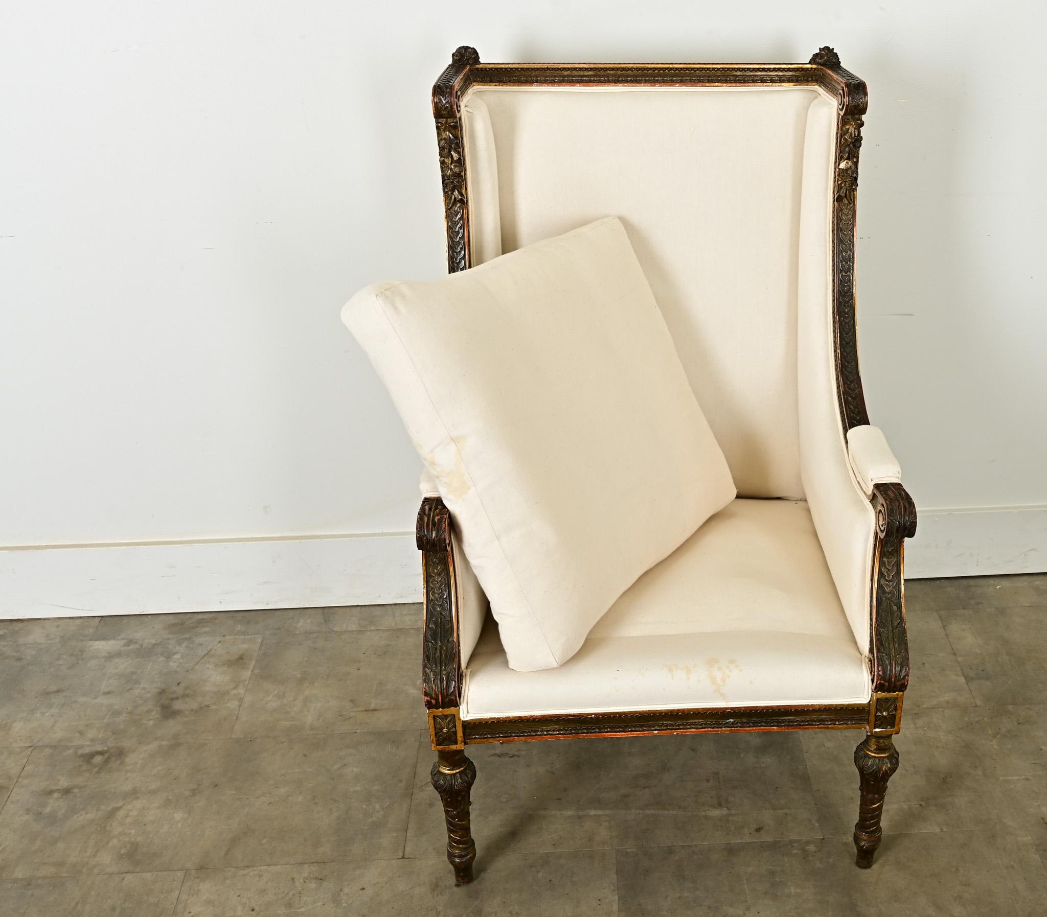 Bergère francesa tallada Luis XVI del siglo XVIII en Bueno estado para la venta en Baton Rouge, LA