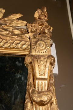 French 18th Century Louis XVI Carved Gold Leaf Mirror