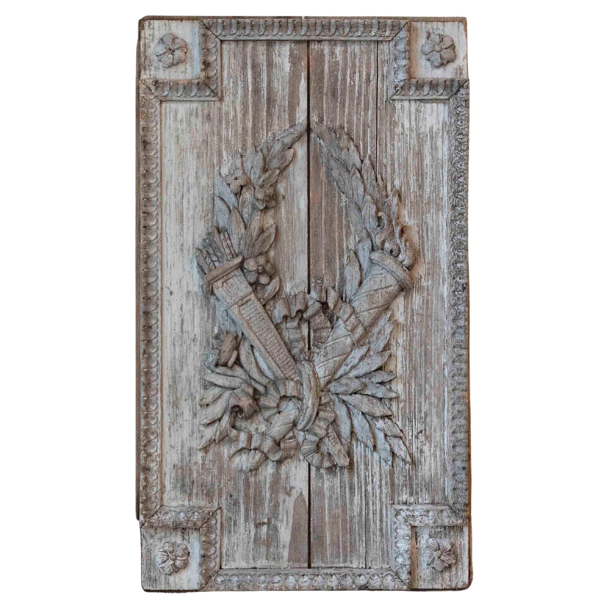 Französisch 18. Jahrhundert Louis XVI geschnitzte Holzplatte mit Gärtner Attribute