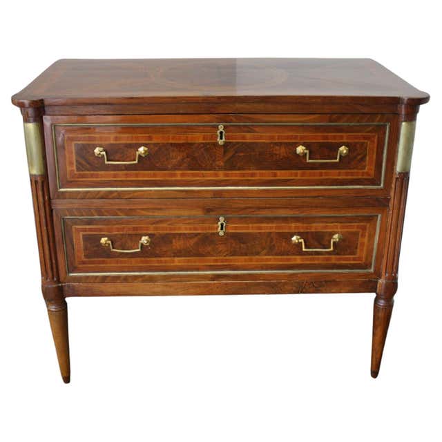 French Louis XVI 18th Century Painted Two-Drawer Commode with Fluted ...