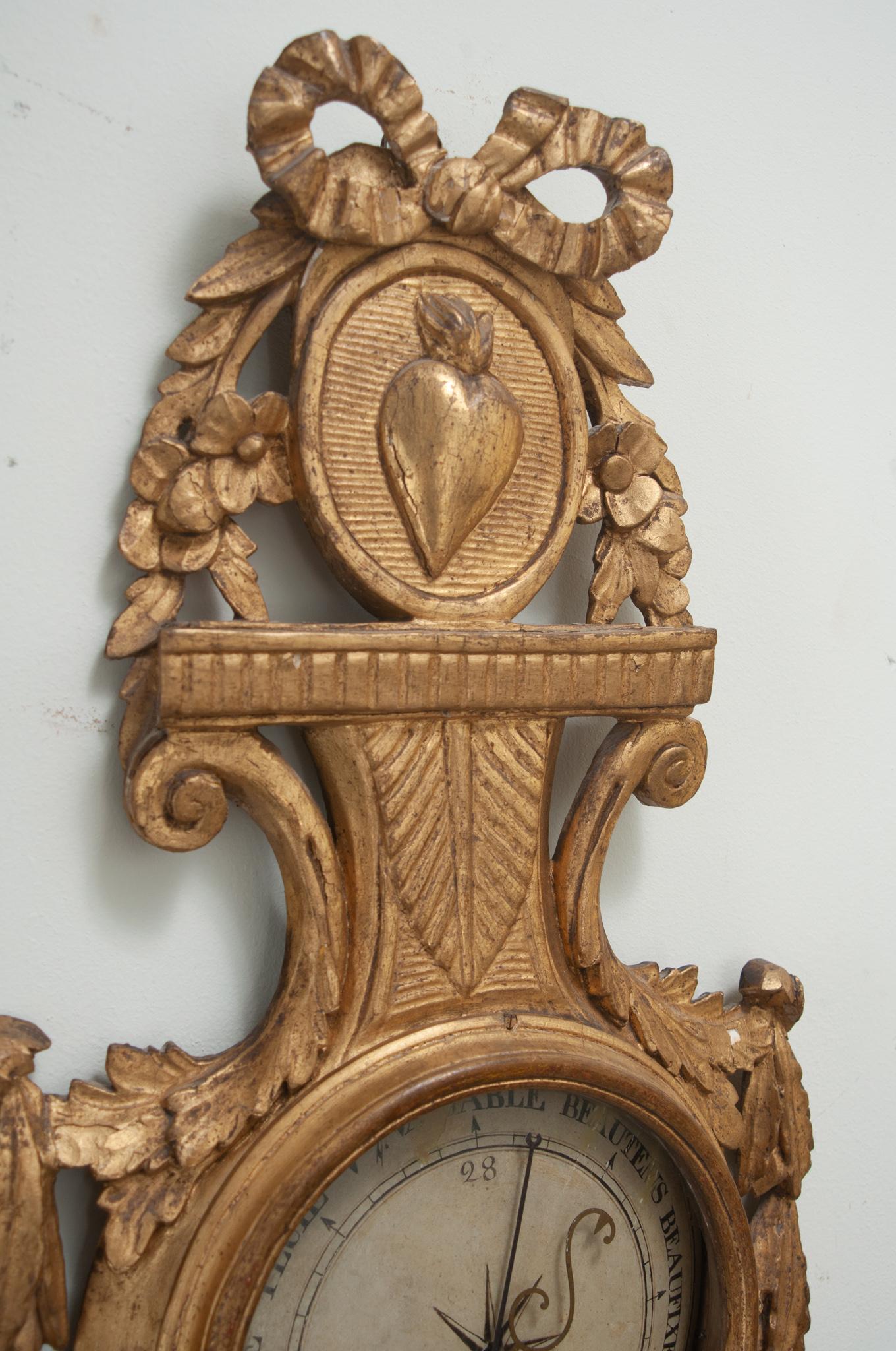 French 18th Century Louis XVI Gilt Barometer For Sale 2