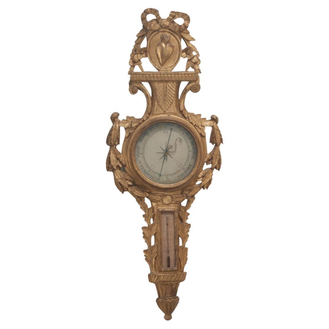 French 18th Century Louis XVI Gilt Barometer For Sale